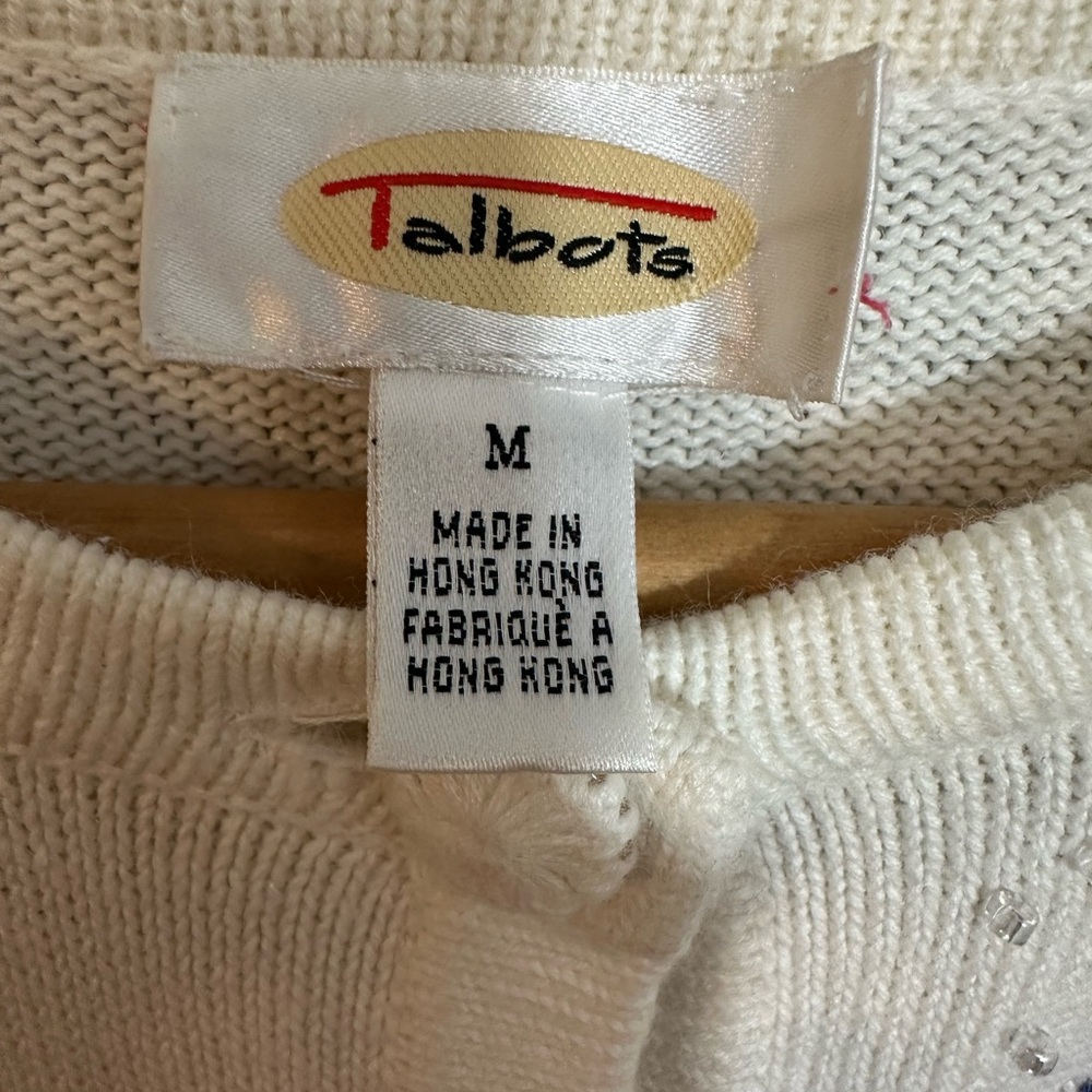 Vintage 90’s Talbots Colorful Fish Cardigan Knit Sweater Size Medium - Picture 5 of 11